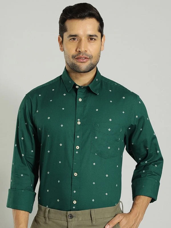 Indian Terrain Men All Over Print Green Shirt
